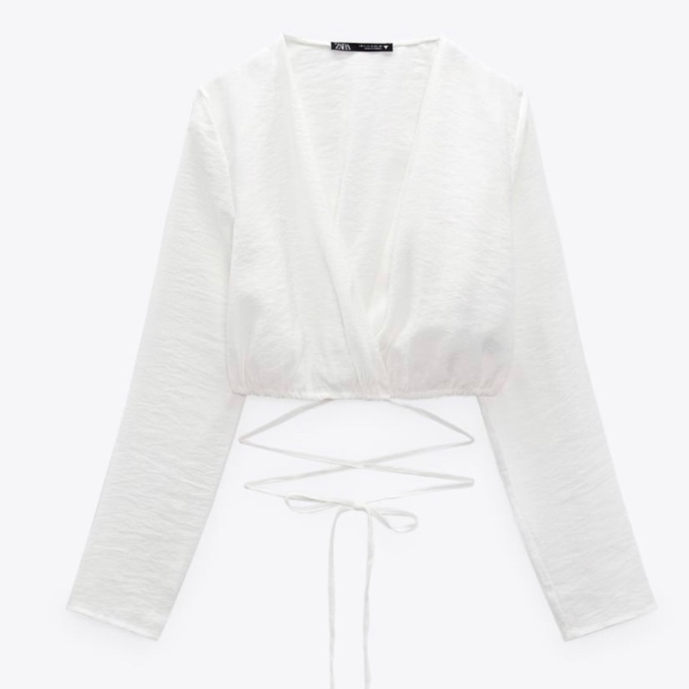 NWT Zara White Blouse w/tie